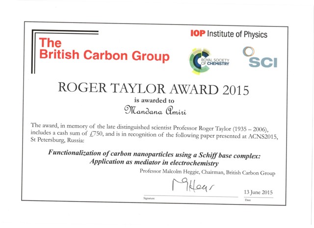 AWT IMAGE دکتر ماندانا امیری / برنده جایزه راجر تیلور ۲۰۱۵ گروه کربن بریتانیا